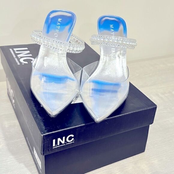 MATEO BY INC Clear Cindy Pointy Toe Stiletto Heeled pumps Mules Shoes 5.5 M - Picture 7 of 11